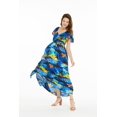 thumbnail image 5 of Women's Hawaiian Maxi Ruffle Sleeve Dress Sunset Blue, 5 of 5