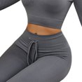 thumbnail image 3 of Guardurnaity Mallas acanaladas para mujer, sin costuras, con cordón, para correr, Yoga, cintura alta, pantalones de chándal deportivos, medias Type4 NO4, 3 of 6