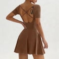 thumbnail image 4 of DHFJKG Tennis Dresses For Women With Built in Shorts Side Pockets Athletic Dress Summer Short Sleeve Square Neck Fitness Golf Workout Dress Versatile Dresses, 4 of 7