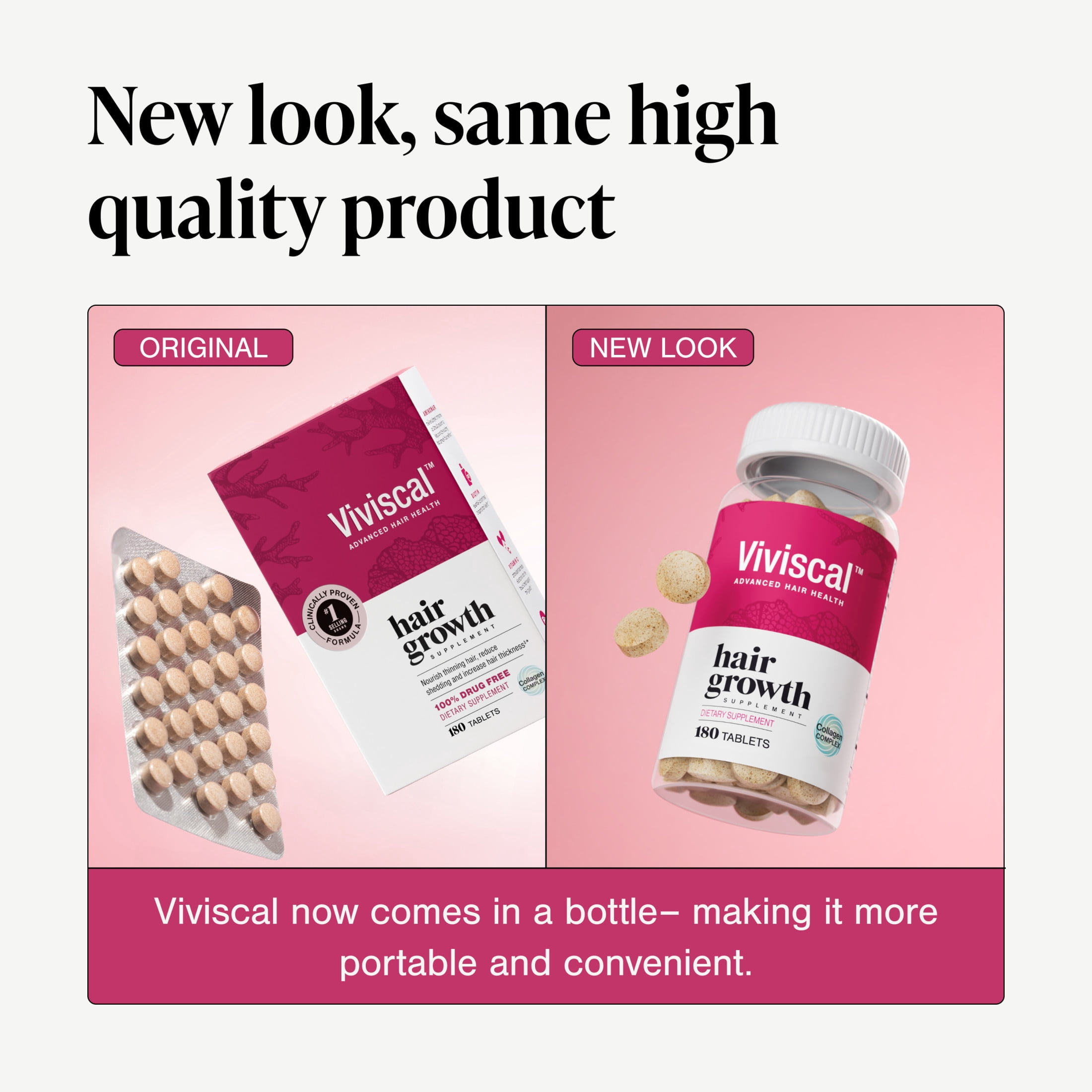 Viviscal Hair Growth Supplements for Women, Thicker Fuller Hair Support for Thinning Hair and Hair Loss, with Biotin and Collagen, Drug-Free, 180 Tablets, 90-Day Supply
