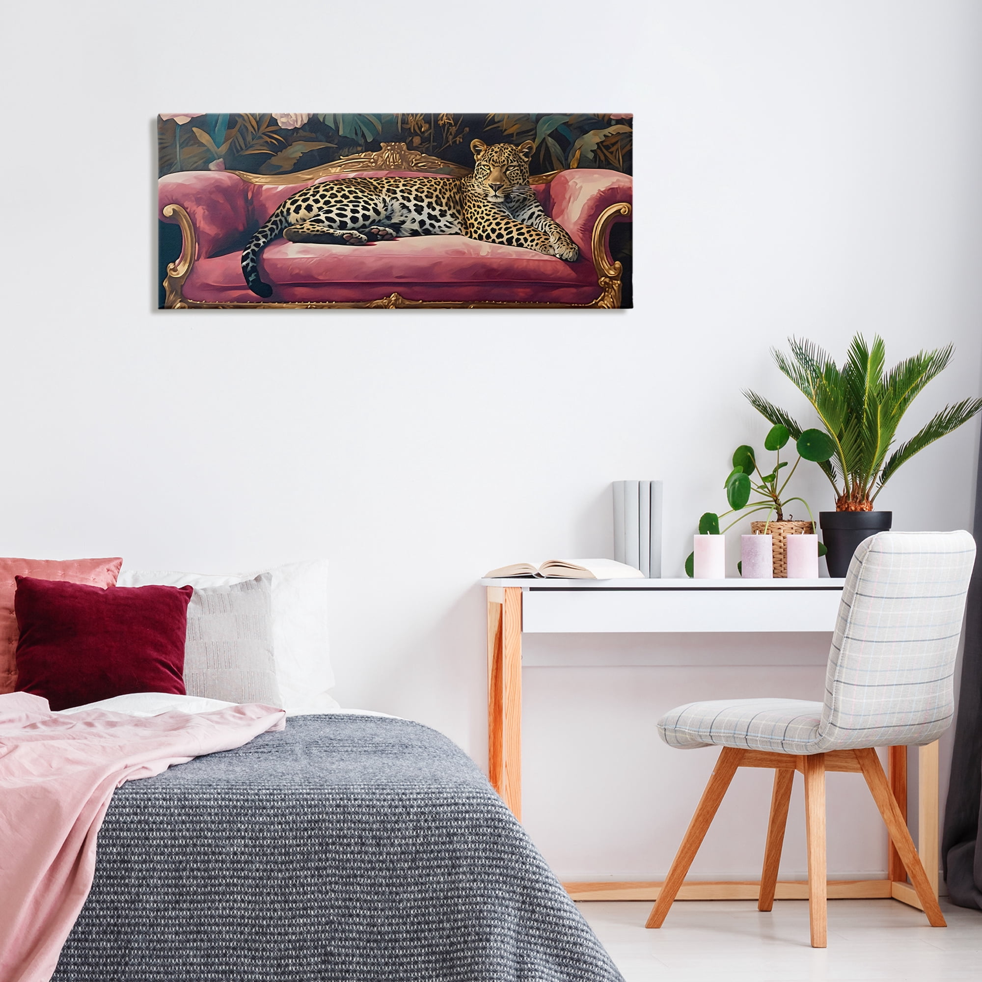 Stupell Industries Regal Relaxation Leopard on Pink Canvas Wall Art, design by Creative Studio