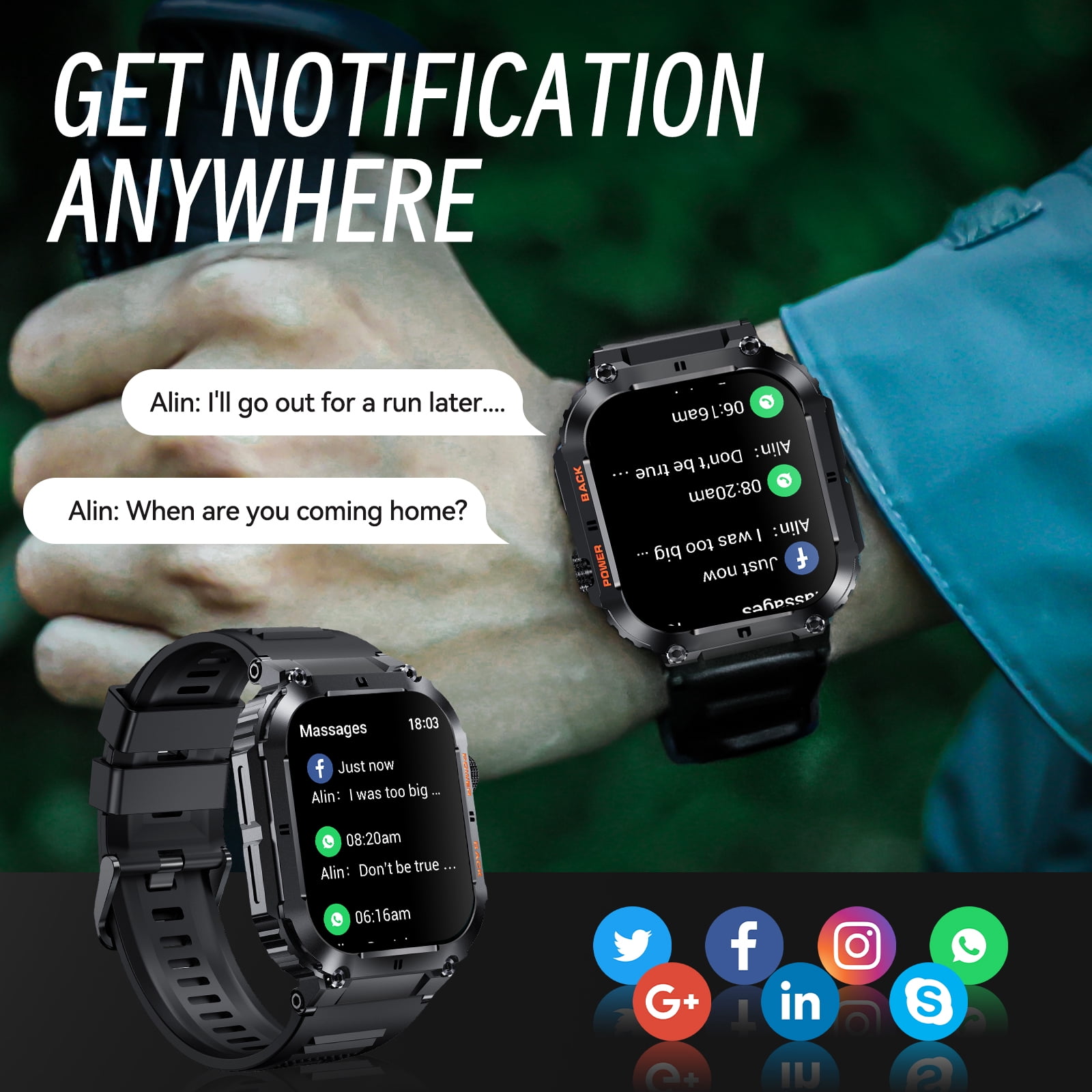 &nbsp;1.96" Military Smart Watch Outdoor Tactical Sports Watch Fitness Activity Tracker Smartwatch for Men with iPhone Android