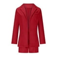 thumbnail image 4 of Savings Clearance 2024! Funicet Women's 2 Piece Open Front Long Sleeve Blazer and Solid Short Pants Suit Sets, Short Business Outfits, Blazer Jacket and High Waist Mini Shorts Suit Work Sets, 4 of 6