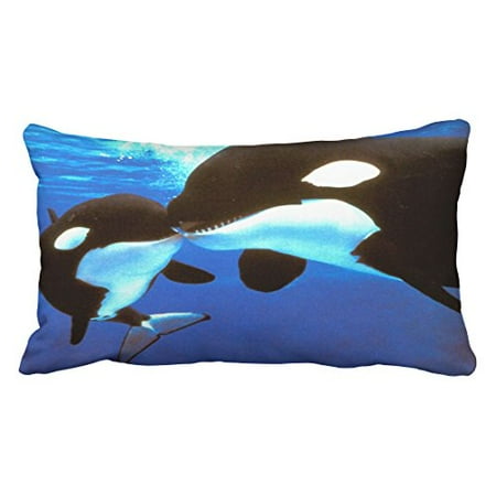 Black Whale - WinHome Decorative Funny Cute Lover Couples Black Killer Whale Kiss Jaws Custom Polyester Soft Zippered Pillow Case Cover Size 20x30 inches Two Side
