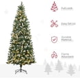 thumbnail image 3 of HOMCOM 7.5ft Slim Prelit Artificial Christmas Tree with Snow-Dipped Branches, LED Lights, Colourful Powder - Green, 3 of 8