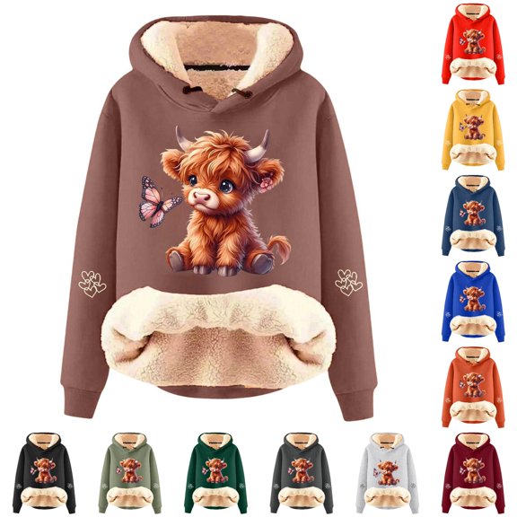 NinXxx Women's Cow Print Fashionable Long Sleeve Sweatshirt Cozy Comfort Bronze XXL