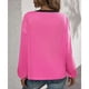 thumbnail image 4 of Blusa informal con hombros caídos para mujer, cárdigan a cuadros con cuello en V, color rosa brillante, talla 3XL, 4 of 6