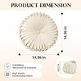 thumbnail image 2 of 2 Pcs Round Throw Pillows Decorative Pumpkin Velvet Boho Pleated Bed Pillows Back Support for Couch Chair Dorm Car 14.96'' (Sky Blue), 2 of 6
