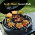thumbnail image 3 of Brand Man 22" Kamado Charcoal Smoker Grill with Rolling Cart, Warming Rack, Pizza Stone & Vegetable Basket for Outdoor BBQ, 3 of 11
