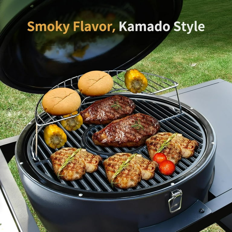 Brand-Man RODEO Steel Kamado Charcoal Grill Smoker, Cabinet