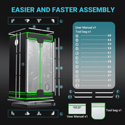 ALPHAGROW Indoor Grow Tent, 24 x 24 x 48 in, 600D Mylar Canvas, Twin Doors, and Observation Window