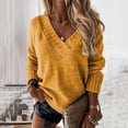 thumbnail image 4 of Pull-Over à Manches Longues Col en V pour Femmes Automne et Hiver Couleur Unie, 4 of 5