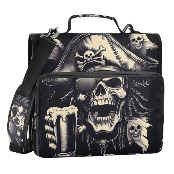 ALAZA Zipper Binder Bag Skeleton Pirate Bone 3 Ring File Folder Binder Organizer Bag