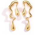 thumbnail image 4 of Irregular WaterDrop Earrings, Melted Liquid Asymmetrical Stainless Steel Drop Earrings Vintage Exaggerated Embrace Minimalist Earrings Gold Statement Earrings for Women, 4 of 6