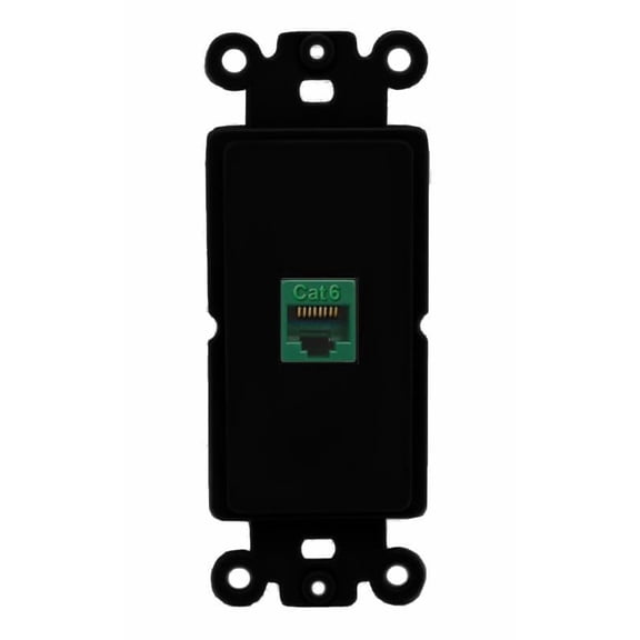 RiteAV 1 Port CAT6-GREEN Rocker Insert Module Wall Plate [Black]