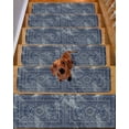 thumbnail image 2 of Stair Treads for Wooden Steps,Boho Blue Peel and Stick Stair Treads with Adhesive,Vintage Ethnic Modern Geometric Abstract Non Slip Indoor Stairs Runner Rugs Mats for Elders Dogs 8"x30" 10PCS, 2 of 7
