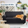 thumbnail image 3 of iCOVER One Piece High Stretch Couch Cover, Large Sofa Slipcover, fit seat with 60 to 80 inches, Machine Washable Spandex Jacquard Fabric, Non-Slip Furniture Protector (Black), 3 of 5