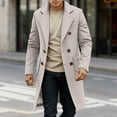 thumbnail image 2 of Mens Trench Coat Slim Fit Double Long Peacoat Color: Khaki Size: XL, 2 of 9