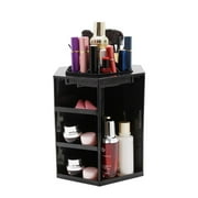 Rolling Makeup Organizer Plastic 360 Degree Rotating Makeup Cosmetic Box Black