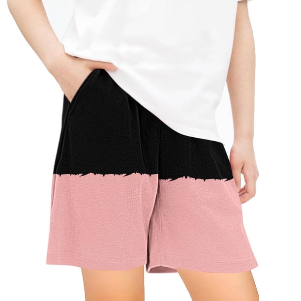 Odeerbi 5-14 Años Niños Niñas Entrenamiento de Verano Deportivo Pantalones Cortos Bloque de Color Impresión Suelto Casual Pantalones Cortos Con Bolsillos