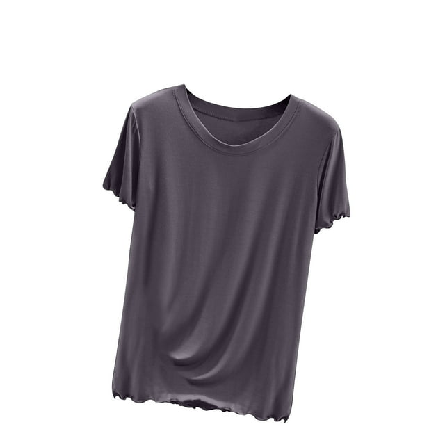 Birdeem Womens Round Neck Solid Color Short Sleeved Loose T-Shirt Short Sleeved Round Neck Top/Shirt