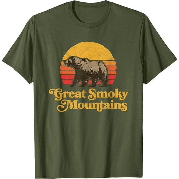Retro Great Smoky Mountains National Park Bear 80s Graphic Unisex T-Shirt for Men Women Kids Toddler
