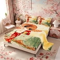 thumbnail image 2 of Manfei Watercolor Geisha Queen Sheet Sets for Girls, Red Umbrella Bed Set, Red Orange Green 4-Piece, 1 Flat Sheet, 1 Fitted Sheet and 2 Pillowcases, 2 of 6