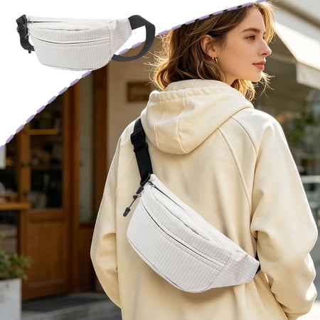 Generic Nylon Crossbody Bag Versatile Sports Waist Bag Lightweight Phone Fanny Pack With Adjustable Buckle Grid Pattern Chest Bag Outdoor Ready Zipper Pocket