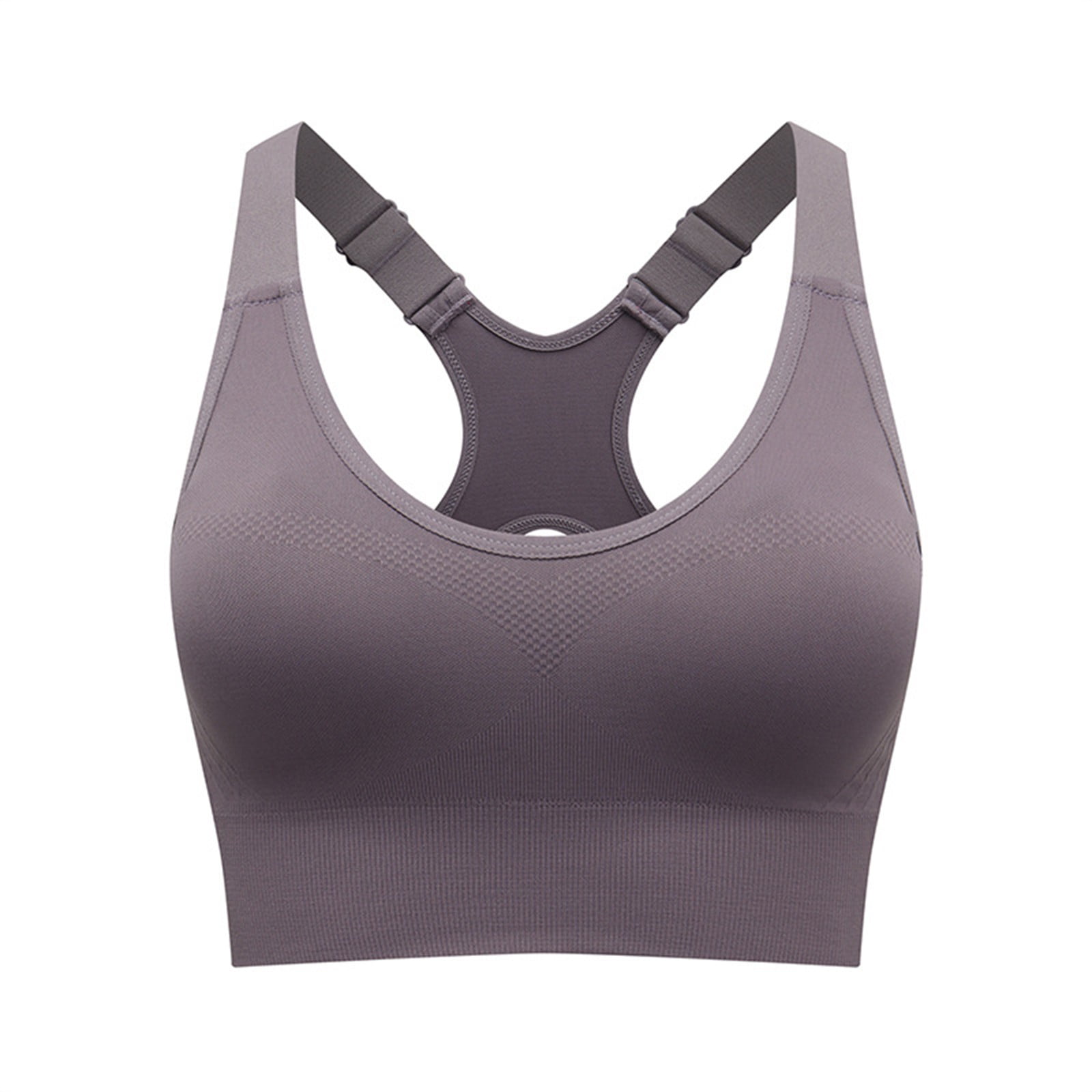 KHONTS Women s Racerback Sports Non- Bras Adjustable Straps Wireless High Support Workout Yoga Running Athletic Camisole Purple XL