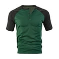thumbnail image 3 of Krdevn Men's Color Blocked Button Open Neck Pineapple Grid Raglan Sleeves for Men Casual Loose Sports Business Short Sleeved T Shirt,XXL, 3 of 4