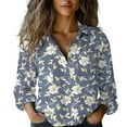 thumbnail image 2 of Gray Womens Blouses Women's Long Sleeved Printed Button Down Shirt Ladies Tops and Blouses, 2 of 5