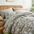thumbnail image 2 of Davulos Queen Bed in Bag,7 Piece Khaki Bedding Comforter Set Floral Printed Complete Comforter Set for All Season with Comforter,Sheets,Pillowcases & Shams, 2 of 7