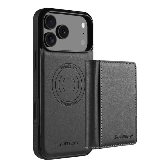Mynvo Case for Apple iPhone 18 Pro, 2-in-1 Magnetic Detachable Wallet Case with Card Holder, Compatible with MagSafe Premium PU Leather Cover Kickstand, Black