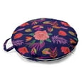 thumbnail image 1 of Exotic Round Floor Cushion with Handle, Digital Art Elements Floral Rose Palmatia Rhythmic Print in Vivid Colors, Pillow for Living Room & Dorms, 18" Round, Navy Blue Multicolor, by Ambesonne, 1 of 4