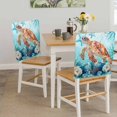 thumbnail image 5 of Sea Turtle Chair Covers Set of 1 Teal Watercolor Starfish Coral Coastal Ocean Chair Back Covers Stretch Removable Washable Slipcovers Protector for Dining Room Kitchen Party Decor, 5 of 9