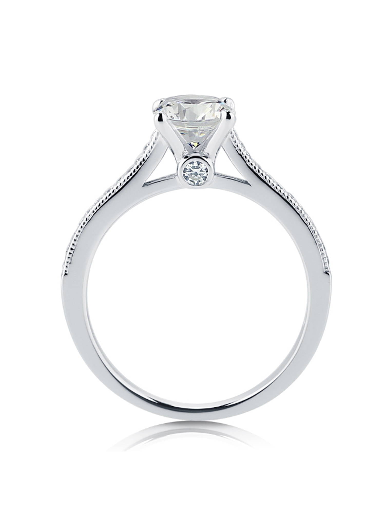BERRICLE Sterling Silver Solitaire Wedding Engagement Rings 1 Carat Round Cut Cubic Zirconia CZ Promise Ring for Women, Rhodium Plated Size 10