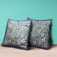 thumbnail image 3 of Glory of Flowers Peacock Throw Pillow with Removable Cover in Gray Red Muted Blue 18x18, 3 of 5