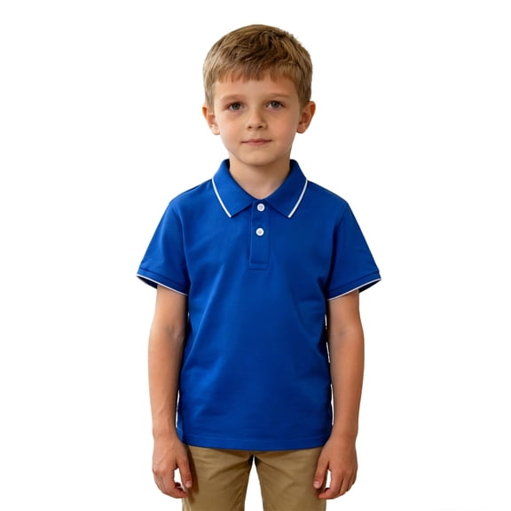 Boys' Polo Shirts Blue Button Down Short Sleeve Polo Shirt Graduation Shirts Summer Casual Breathable Kids Boys 7-8 Years Clothes