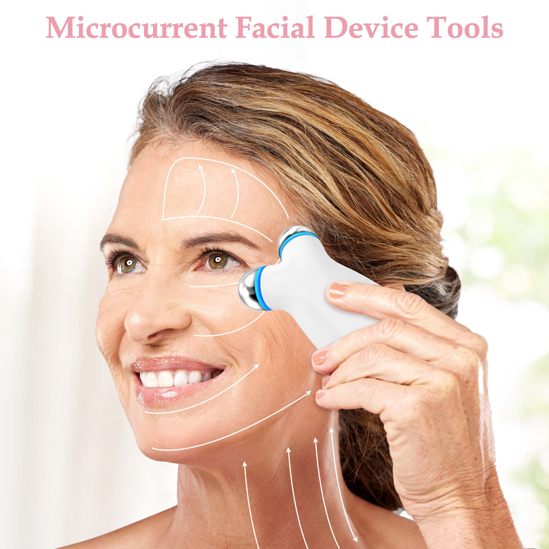 Anti Aging and Wrinkles Microcurrent Facial Device, Boost Skin Care Products Absorption, White