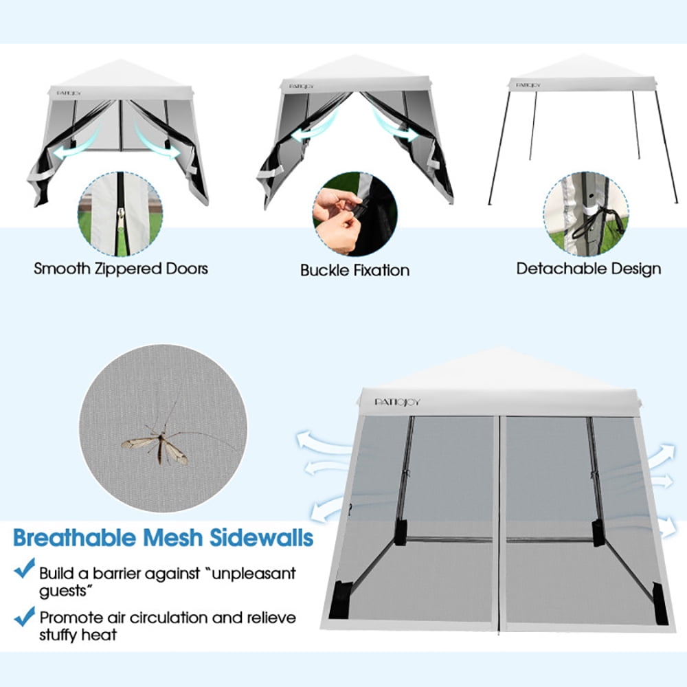 Aimee Lii 10 x 10 Feet Pop Up Canopy with with Mesh Sidewalls and Roller Bag, Backyard Canopy Gazebo for Party Camping BBQ Events, White Aimee Lii 10 x 10 Feet Pop Up Canopy with with Mesh Sidewalls and Roller Bag, Backyard Canopy Gazebo for Party Camping BBQ Events, White