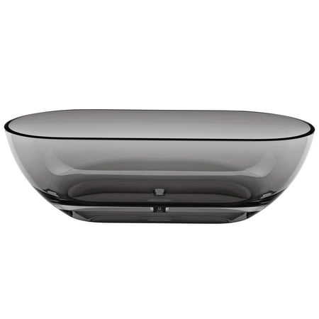 JERFIT 69 Inch Freestanding Bathtub, Deep Soak Matte Gray Solid Surface Tub for Bathroom