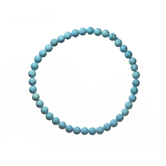 LTC Designs 4mm Shiny Round Turquoise-Colored Howlite Stretch Bracelet, 7.5", for Adults
