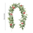 thumbnail image 3 of CuiLiyq Christmas Poinsettia Garland, 6 Ft Soft Thick Green Faux Cedar Pine Garland with Red Berries, for Home Fireplace Wall Decoration Indoor Outdoor Holiday Party Decor, 3 of 6