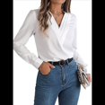 thumbnail image 2 of Blusas Elegantes e Informales para Mujer, con Cuello en V Triple, Larga, para Trabajo y Negocios XL, 2 of 10