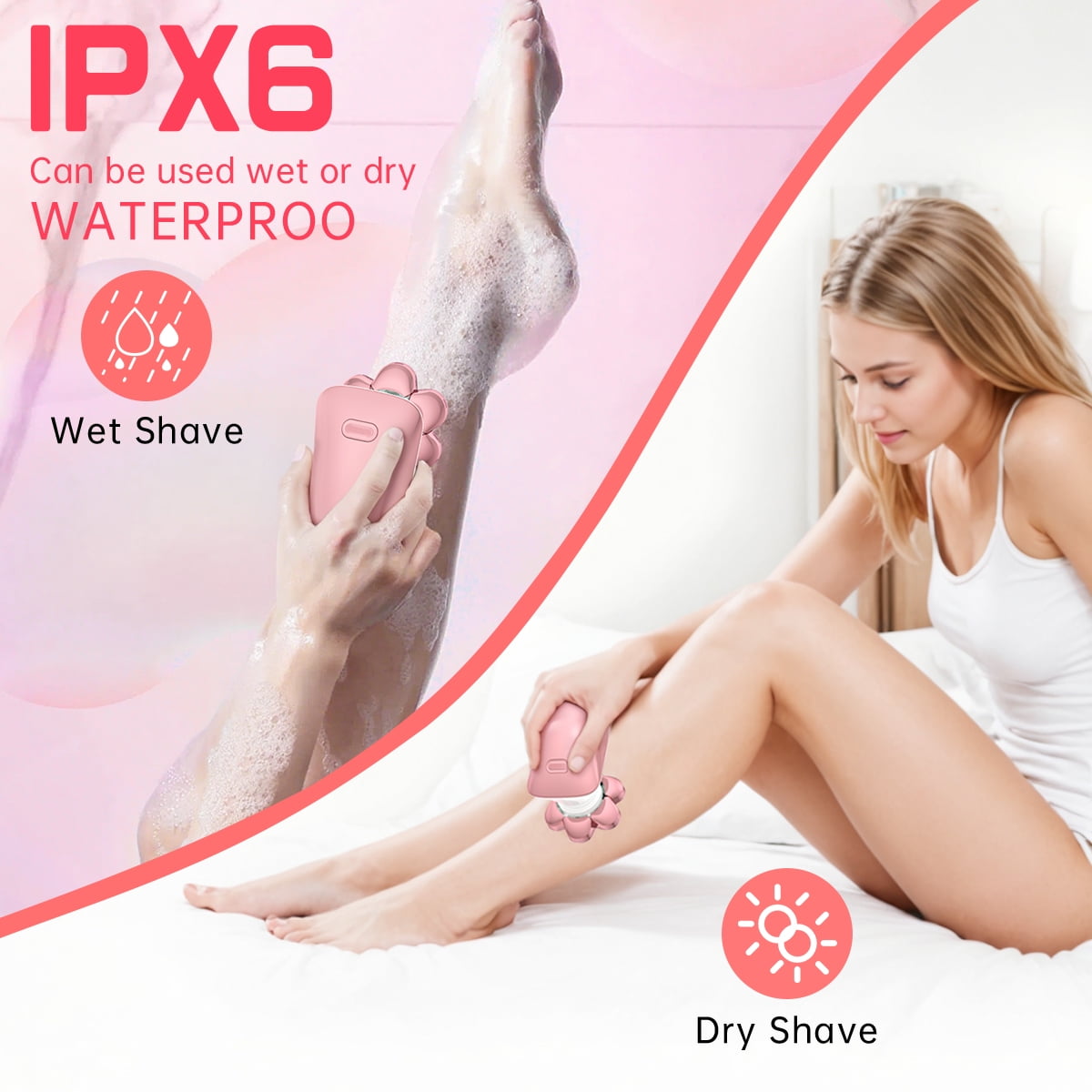 Women Electric Razors, 7D Electric Shaver for Women, 5 in 1 Lady Shavers, Wet/Dry Bikini Trimmer, Rechargeable Facial Hair Removal, Painless Face Razor for Arms Legs Armpit Pubic Area