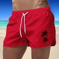 thumbnail image 2 of Mens Swim Trunks Summer Sports Fashion Leisure Travel Polyester Coconut Tree Printed Beach Shorts For Men Swim Shorts Red L, 2 of 4
