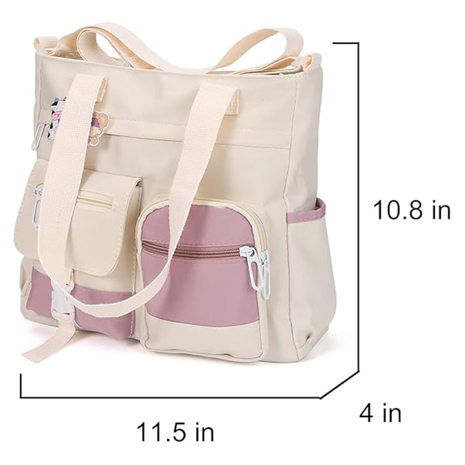 Womens Crossbody Bags for Teens Cute Messenger Purse Nylon Shoulder Tote Bags Multi Pockets Top Handle Satchel Handbags White
