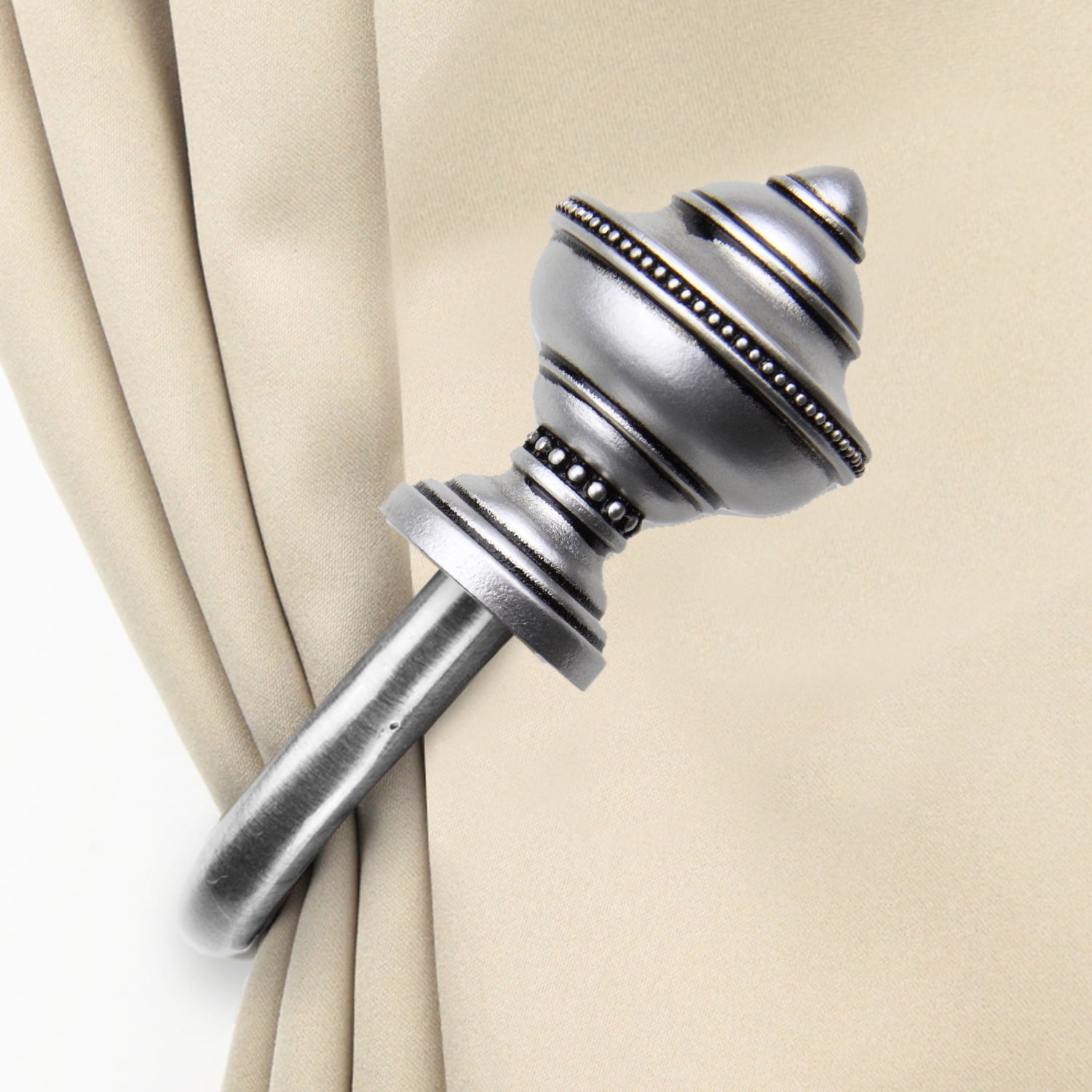 Riley Curtain Rod Holdback - Satin Nickel