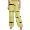 thumbnail image 5 of Womens Fleece Pajamas Pants Wide Leg Striped Lounge Pants with Pockets Fuzzy Flannel Sleepwear Trousers Yellow, 3XL, 5 of 5