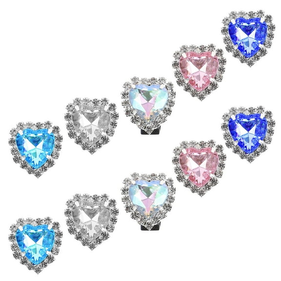 AURARMLET Shoe Charm Clips Assorted Color Rhinestone Glass and Aluminum Alloy for Decoration